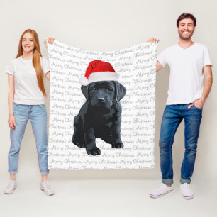 Couverture Polaire Black Lab Joyeux chien de Noël Labrador