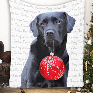 Couverture Polaire Black Lab Joyeux Noël Labrador