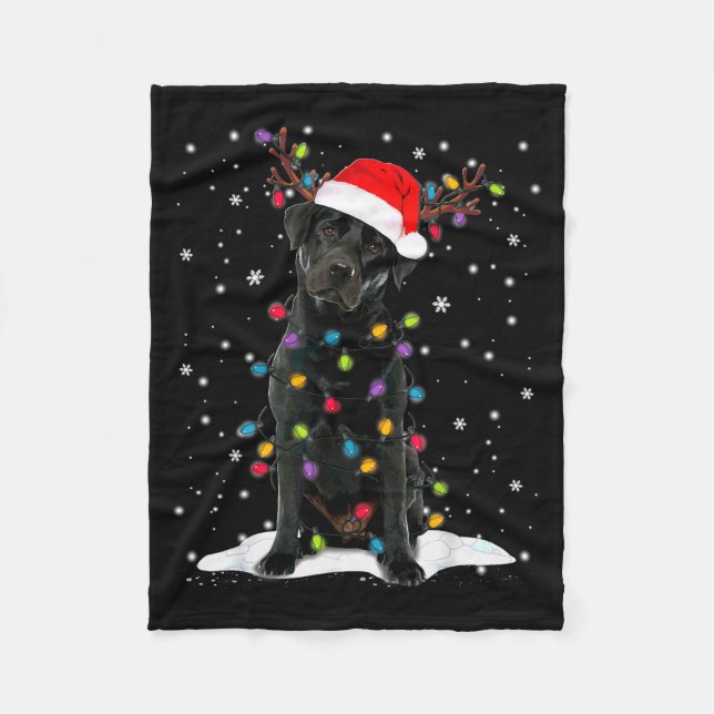 Couverture Polaire Black Lab Labrador Christmas Tree Light Pajama Dog (Devant)