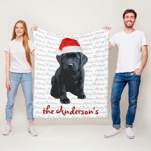 Couverture Polaire Black Lab Puppy - Joyeux Noël - Labrador