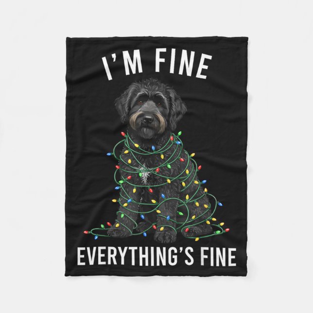 Couverture Polaire Black Labradoodle Christmas I'm Fine Everything Is (Devant)