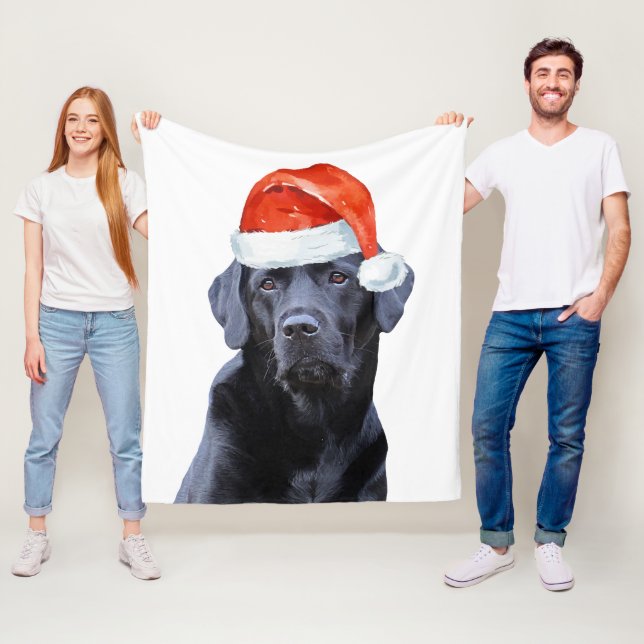 Couverture Polaire Black Labrador Christmas Holiday Chien (En situation)