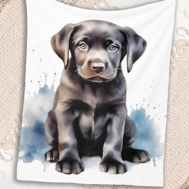 Couverture Polaire Black Labrador Retriever mignon Chien chiot (Créateur téléchargé)