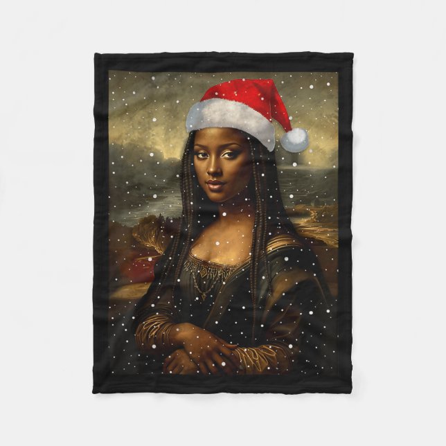 Couverture Polaire Black Mona Lisa African American Christmas Santa H (Devant)