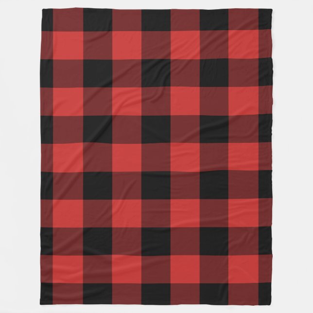 Couverture Polaire Black Red En vichy Motif Bufallo Check (Devant)