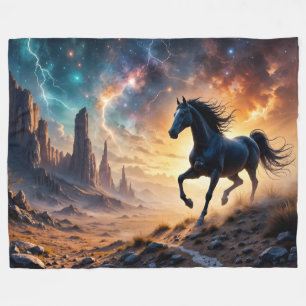 Couverture Polaire Black Stallion dans le désert - étoiles éclair
