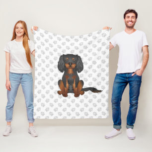 Couverture Polaire Black & Tan Cavalier King Charles Spaniel & Paws