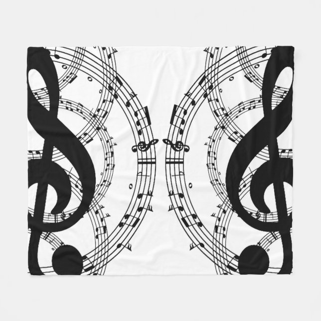 Couverture Polaire Black & White Mirror Image Music 2 (Devant (Horizontal))