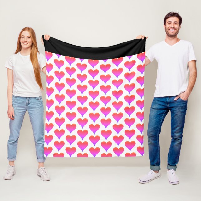 Couverture Polaire Black White Pink Purple Red Hearts Pattern (En situation)