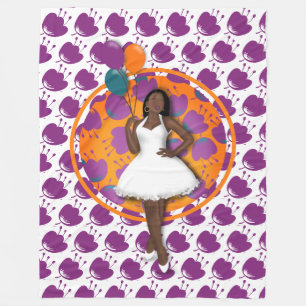 Couverture Polaire Black Woman Ballons colorés Motif Fleur Blanc