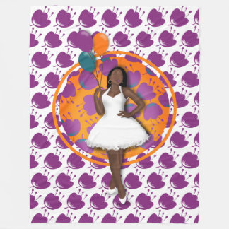 Couverture Polaire Black Woman Ballons colorés Motif Fleur Blanc