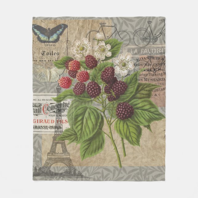 Couverture Polaire Blackberries Floral Garden Flower Papillon Art (Devant)