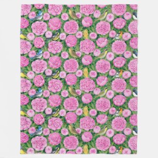 Couverture Polaire blaireaux et pivoines