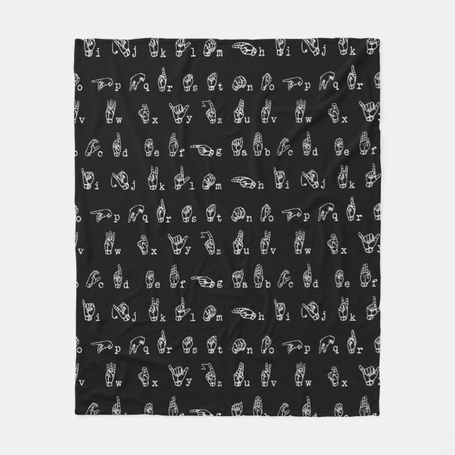 Couverture Polaire Blanc de //d'alphabet de langue des signes sur (Devant)