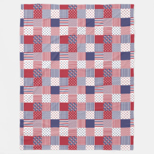 Couverture Polaire Blanc de patchwork americana des Etats-Unis et