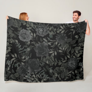 Couverture Polaire Blanc et noir Rose Mariage gothique