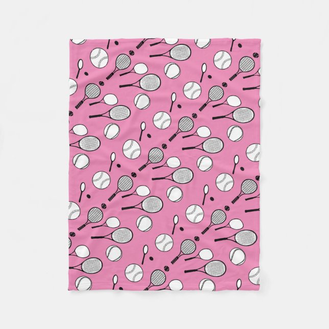 Couverture Polaire Blanc noir rose de tennis (Devant)