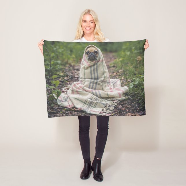 Couverture Polaire Blanc personnalisé d'ouatine de photo d'animal (En situation)