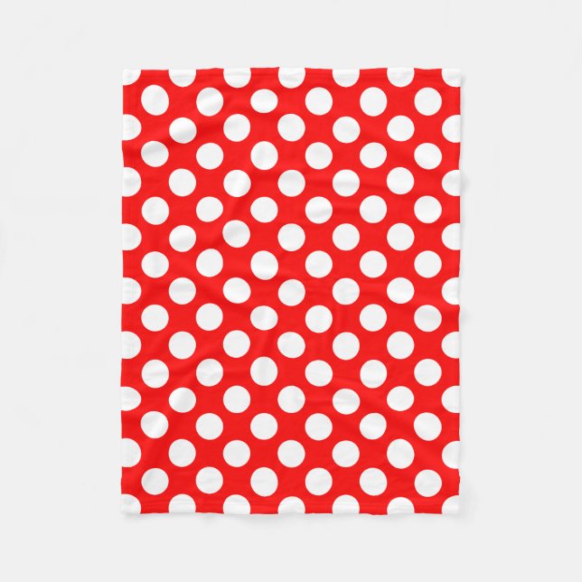 Couverture Polaire Blanc sur rouge grand format Pois (Devant)