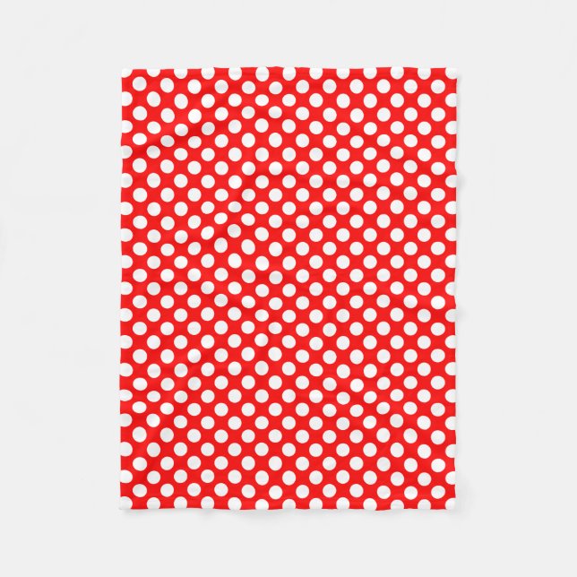 Couverture Polaire Blanc sur rouge Pois de taille moyenne (Devant)