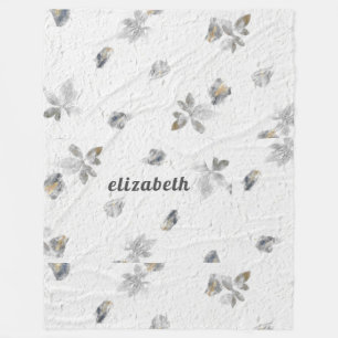 Couverture Polaire Blanc texturé personnalisé avec fleurs gris