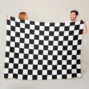 Couverture Polaire Blanche À damiers noire ; choisir la taille