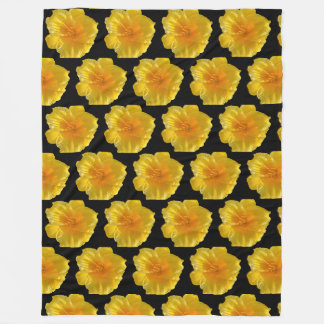 Couverture Polaire Blanche à fleurs jaune polaire