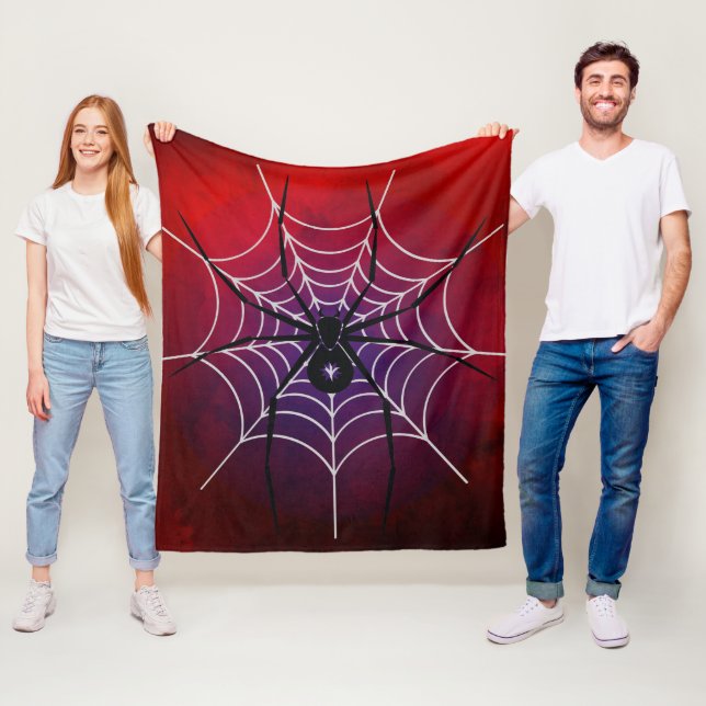 Couverture Polaire Blanche à lancer d'araignée rouge (En situation)