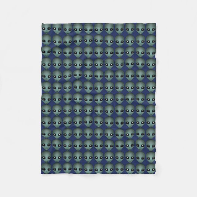 Couverture Polaire Blanche Alien Cute Alien Gris Art Fleece Blanket (Devant)