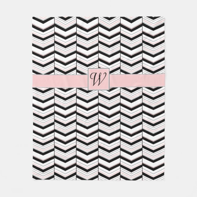 Couverture Polaire Blanche blanche noire et blanche Chevron polaire (Devant)