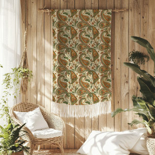 Couverture Polaire Blanche Boho confortable avec Earthy Paisley Desig