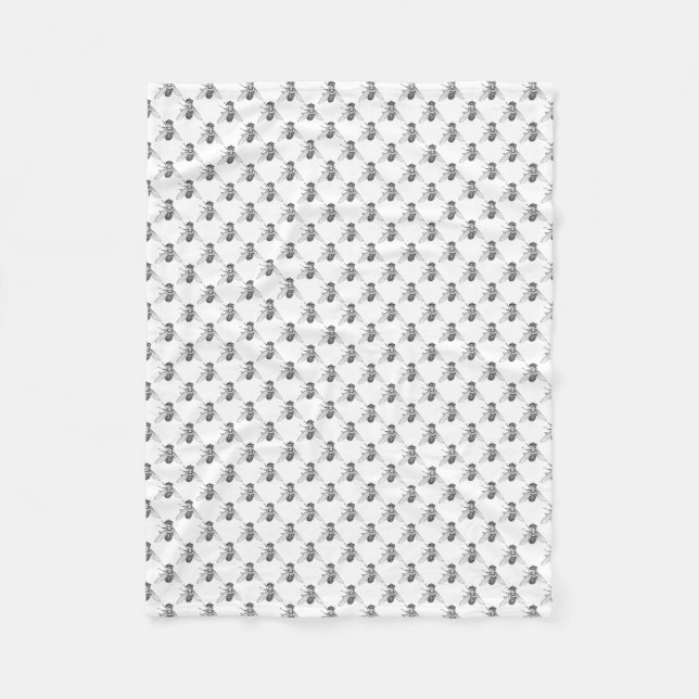 Couverture Polaire Blanche d'abeilles miel Cute Bee Art Blanche polai (Devant)