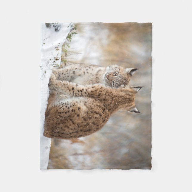 Couverture Polaire Blanche d'amour Lynx (Devant)