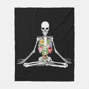 Couverture Polaire Blanche de méditation des fleurs de yoga de squele
