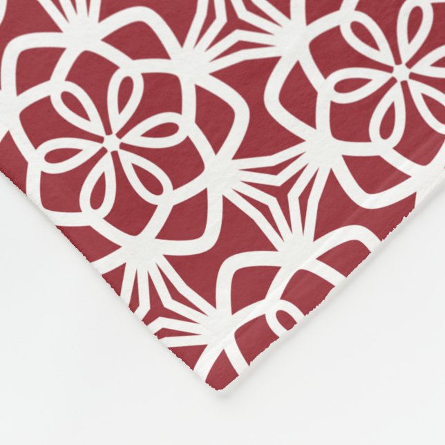 Couverture Polaire Blanche en dentelle rouge et blanche (Coin)