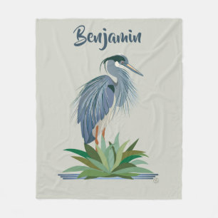 Couverture Polaire Blanche en laiton de Héron bleu