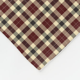 Couverture Polaire Blanche en laiton de Tartan noir et bordeaux