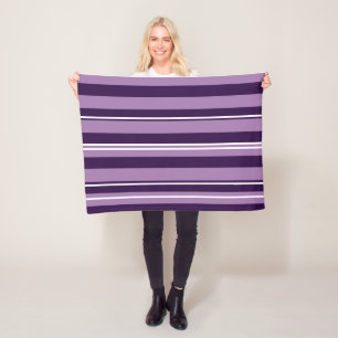 Couverture Polaire Blanche en polaire à rayures violettes
