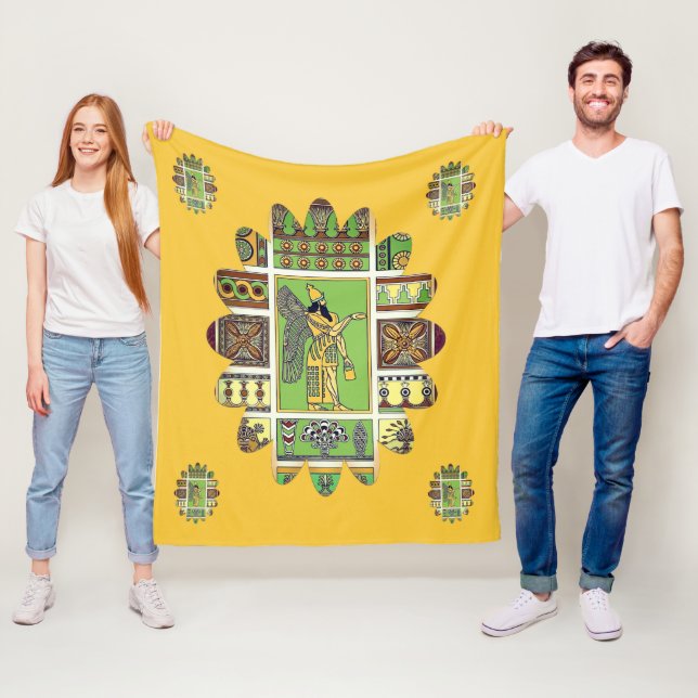 Couverture Polaire Blanche en polaire Assyrie Anunnaki (En situation)