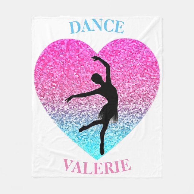 Couverture Polaire Blanche en polaire de danse avec nom personnalisé (Devant)