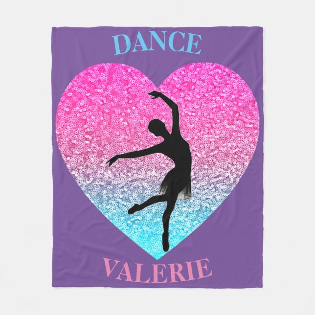 Couverture Polaire Blanche en polaire de danse avec nom personnalisé (Devant)