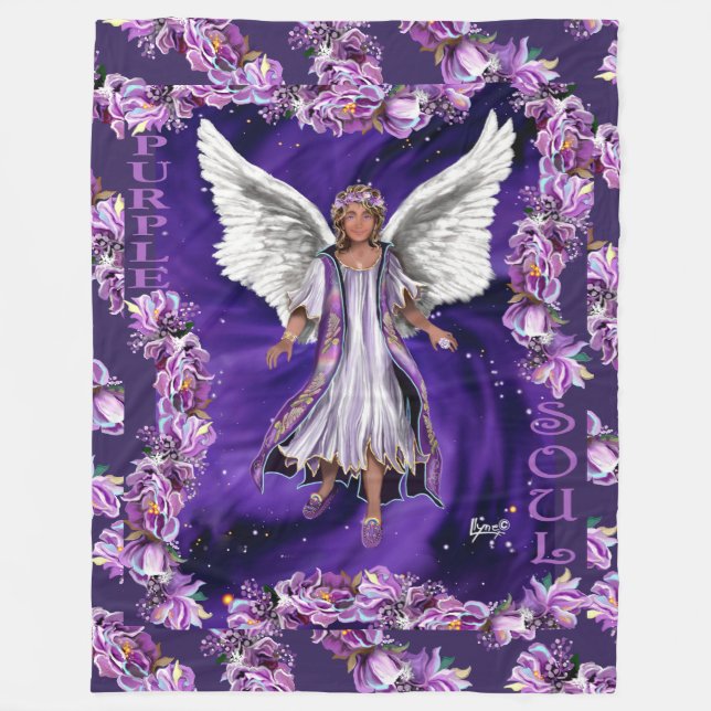 Couverture Polaire Blanche en polaire de l'âme violette (Devant)