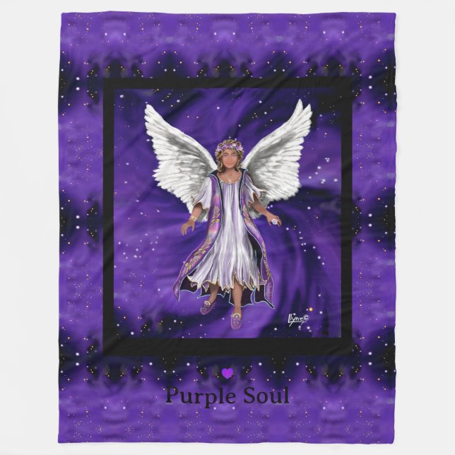 Couverture Polaire Blanche en polaire de l'âme violette (Devant)
