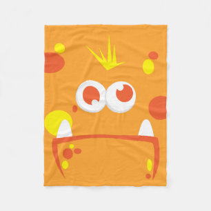Couverture Polaire Blanche en polaire de monstre orange