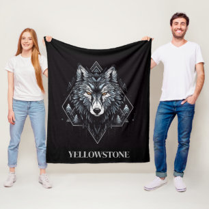 Couverture Polaire Blanche en polaire du loup de Yellowstone