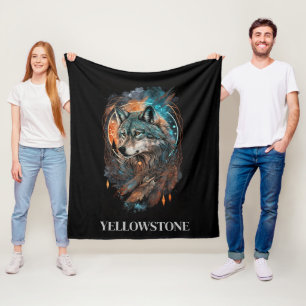 Couverture Polaire Blanche en polaire du loup de Yellowstone