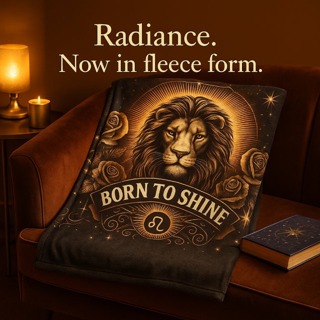 Couverture Polaire Blanche en polaire Leo Zodiac - Né pour briller (Créateur téléchargé)