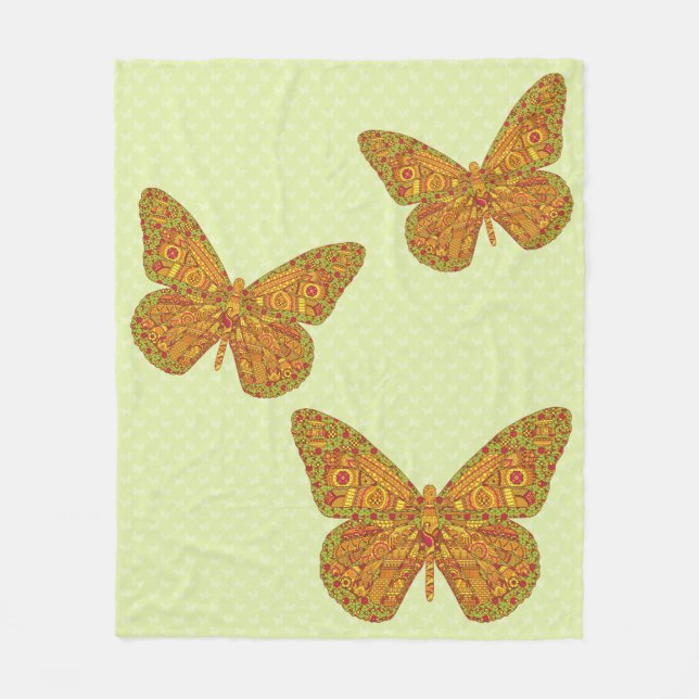 Couverture Polaire Blanche en polaire monarque indienne (Devant)