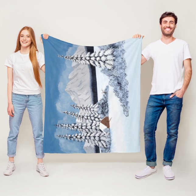 Couverture Polaire Blanche en polaire moyenne hiver neigeuse (En situation)