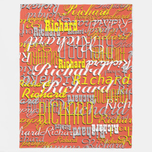 Couverture Polaire Blanche en polaire orange-rouge avec un motif de n